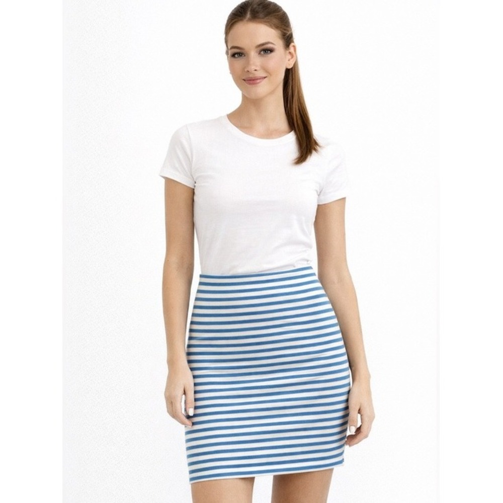 Lilly Pulitzer Skirt Womens Small Blue White Striped Stretch Pencil Deacon Boho
